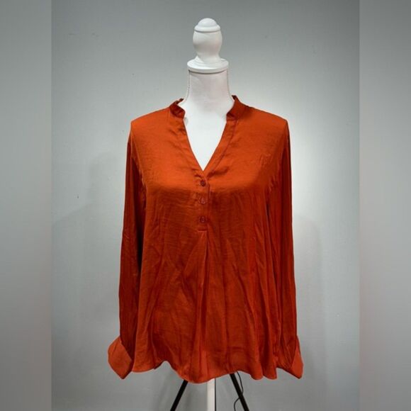 SALE! Rust Naked Zebra Blouse Size L EUC - Picture 1 of 5